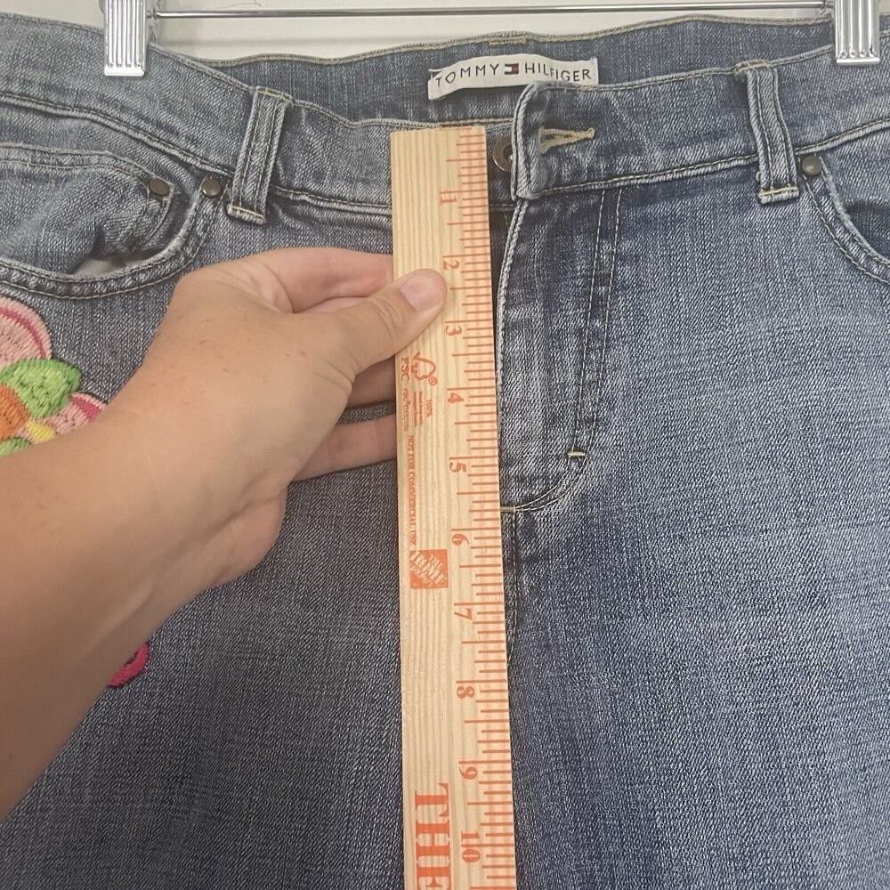 Tommy Hilfiger Embroidered Denim Floral Ankle Jeans Boho 70s Retro Festival 12 - Picture 11 of 14